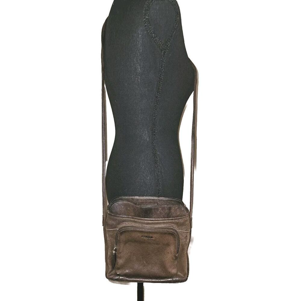 FOSSIL Brown Leather Shoulder Bag Crossbody Organizer Purse Wallet